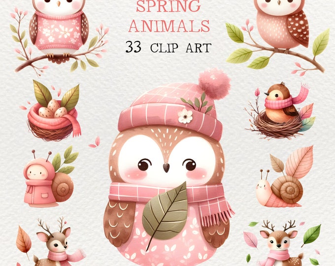 Spring Animal Clipart, Animal Clipart, Png, Watercolor Clipart, Cute ...