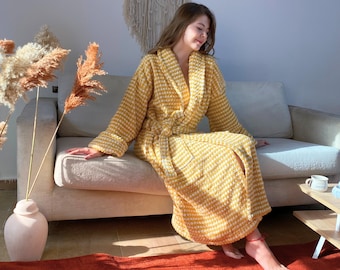 Bubble Handwoven Robe, Organic Cotton Towel, Thick Bathrobe, Unisex Turkish Robe