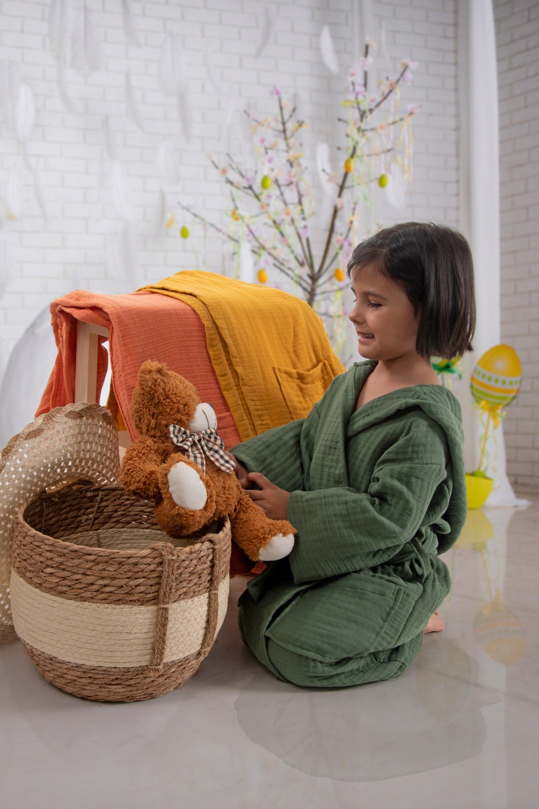 Soft Muslin Baby Robe, Soft Cotton 4 Layer Muslin Kid's Bathrobe, Muslin Hooded Bathrobe Etsy