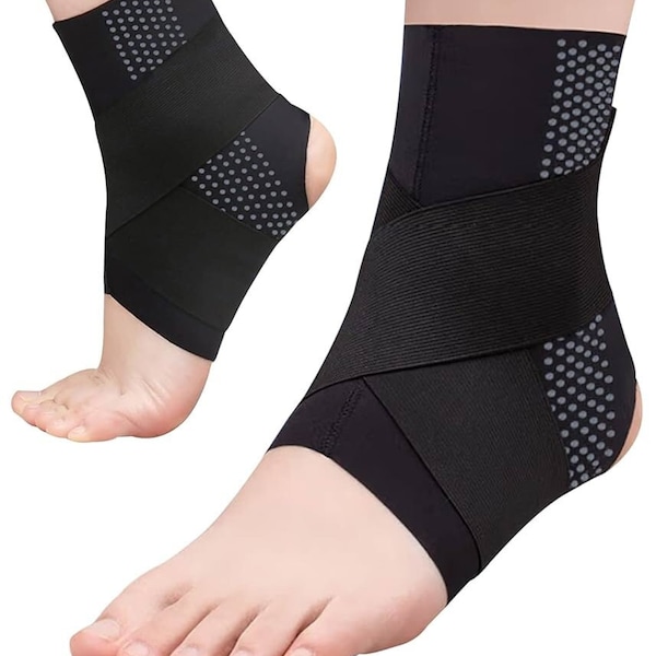 2 Pieces Ankle Brace for Women Men, Foot and Ankle Support for Sprained Ankle, Ankle Stabilizer for Achilles Tendon, Basketball Ankle Brace