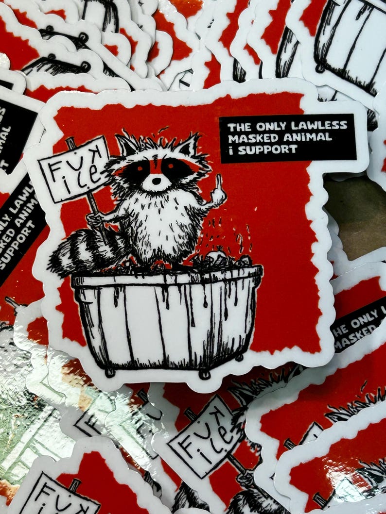 MASKED ANIMAL Sticker, Raccoon Sticker, Laptop Sticker, Water Bottle ...