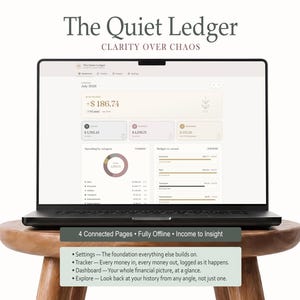 Application web de suivi des revenus et des dépenses, tableau de bord budgétaire, graphique de finances personnelles, application HTML hors ligne, sans abonnement — The Quiet Ledger