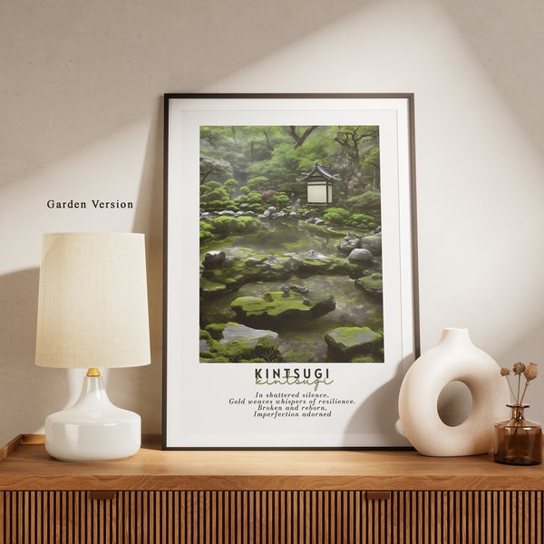 Aesthetic Word: Kintsugi | Japanese Garden, Tea Pots | Digital Printable Wall Art Prints | Word Meaning | Word Definition