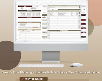 Earthen Flow: Weekly & Daily Planner | Weekly-Daily Plan, Brain Dump | Google Sheets Template