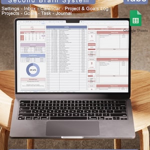 Blushmind: Second Brain System | Manage Ideas, Projects, Goals, Tasks & Reflection in One Place | Google Sheets Template