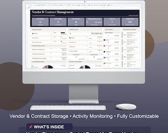 Vendrix: Vendor & Contract Management | Vendor Directory, Contract Log, Risk Register, Expiry Alerts and Dashboard | Google Sheets Template