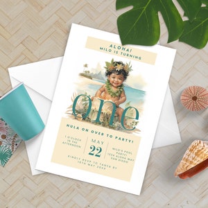 Aloha Boys Birthday Invitation, FULLY EDITABLE, First Birthday, Hawaiian Luau, Editable, Printable Instant Download-KBD010