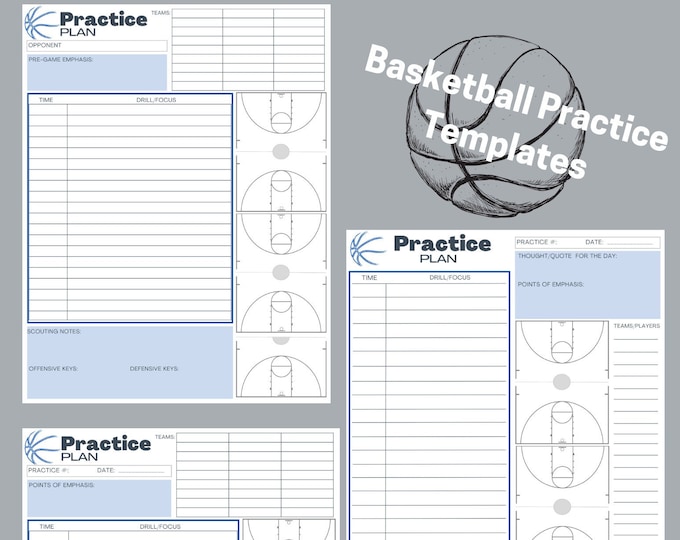 Basketball Practice Plan Templates (3) - Digital Download - Blue - Etsy