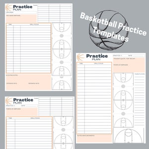 Plantillas de planes de práctica de baloncesto (3) - Descarga digital - Naranja