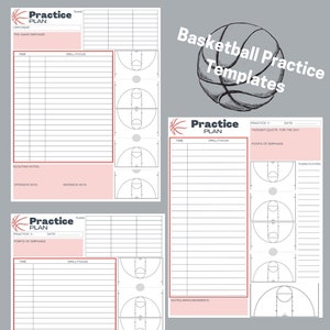 Basketball Practice Plan Templates (3) - Digital Download - Red