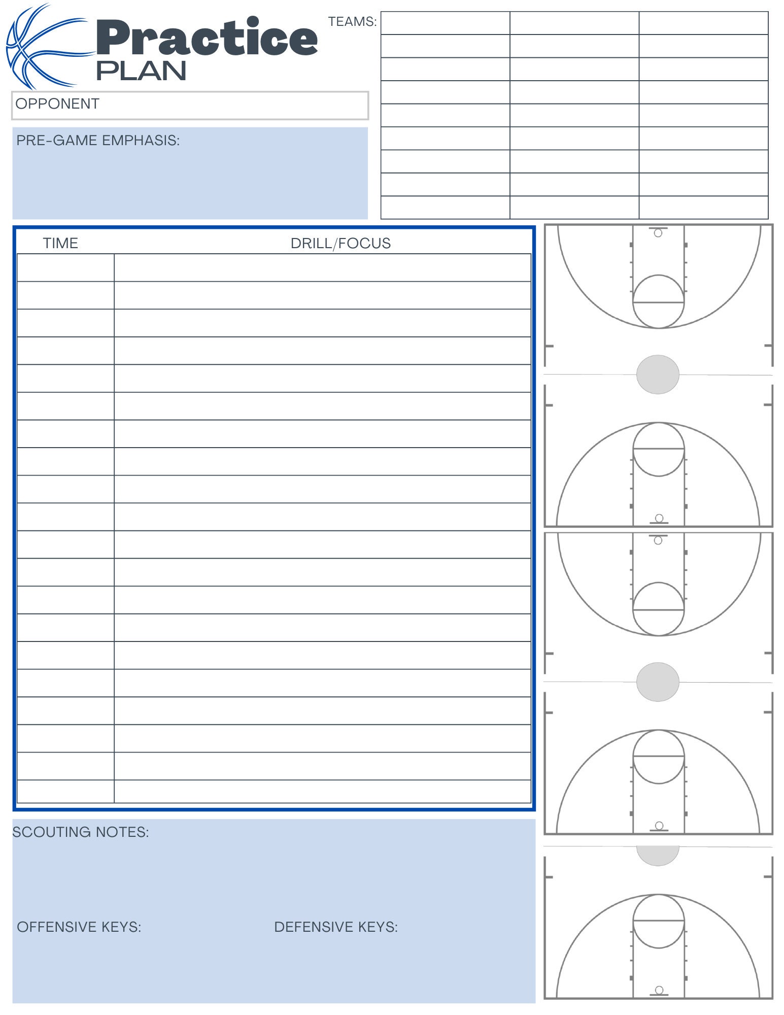 Basketball Practice Plan Templates (3) Digital Download Blue Etsy Basketball Practice Plan Templates (3) Digital Download Blue Etsy