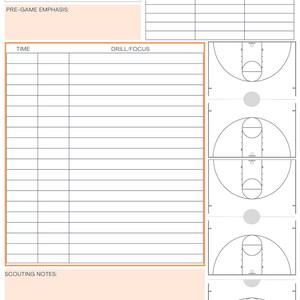 Basketball Practice Plan Templates (3) Digital Download Orange Etsy