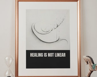 La curación no es un cartel de arte lineal- Decoración de asesoramiento- Regalo de psicología- Decoración de oficina de terapia