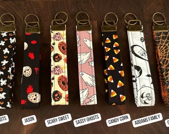 Halloween Collection Wristlet Keychain | Key Fob Wristlet | Fabric Keychain | Handmade Gifts | Spooky Gifts | Halloween Keychain | Halloween