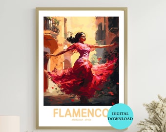 Póster de flamenco - Póster de flamenco imprimible - Póster de baile imprimible - Póster de Andalucía - Póster de España - Ideal como regalo para profesores de baile