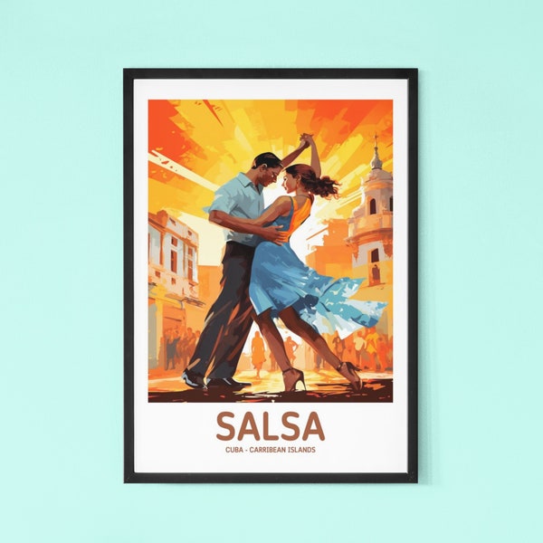 Poster de danse salsa à Cuba - Poster Cuba - Idéal pour un cadeau pour danseurs de salsa, cadeaux pour professeurs de danse.