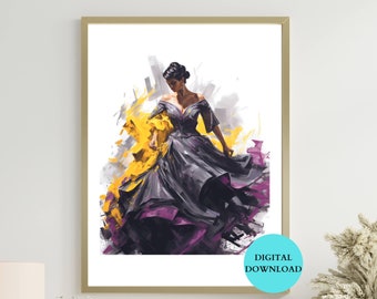 Póster de baile flamenco - Póster de baile - Decoración de pared para dormitorio - Póster de flamenco - Póster de flamenco contemporáneo - Regalo para bailarín de salsa