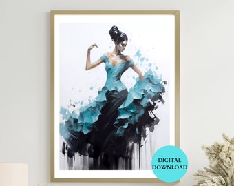 Póster de flamenco imprimible - Póster de baile imprimible - Póster de flamenco - Póster de flamenco contemporáneo