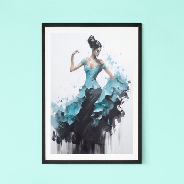Affiche flamenco - Affiche de danse - Poster flamenco - Poster contemporain de flamenco - Idéal comme cadeau pour les passionnés de danse.