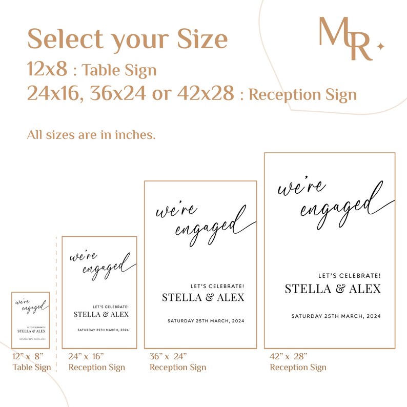 Engagement Sign, Engagement Welcome Sign, Custom Engagement Mirror Sign, Gold Engagement Party Welcome Sign, Were Engaged Sign image 4