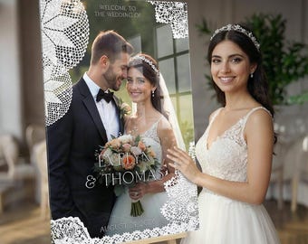 Photo Wedding Sign, Acrylic Picture Wedding Welcome Sign, Custom Photo Welcome Sign, Wedding Signage
