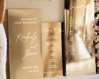 Wedding Welcome Sign, Wedding Mirror Sign Bundle, Wedding Timeline Sign, Our Favorite People Sign, Order Of The Day Mirror Sign