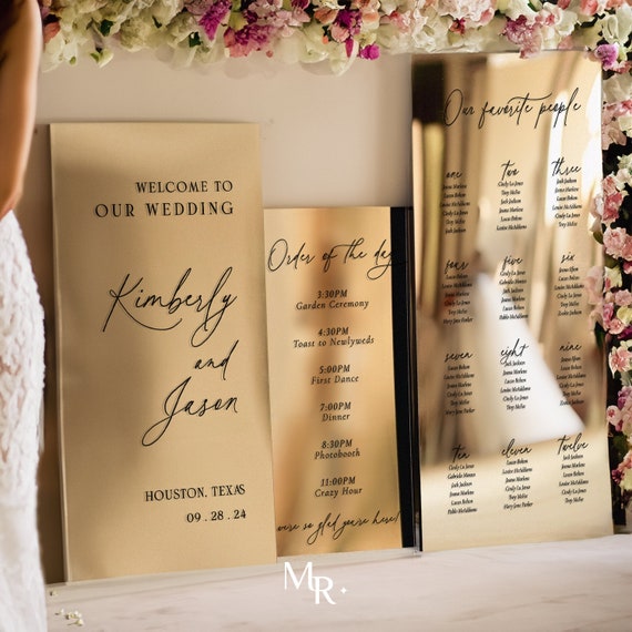 Wedding Welcome Sign, Wedding Mirror Sign Bundle, Wedding Timeline Sign,  Our Favorite People Sign, Order of the Day Mirror Sign - Etsy