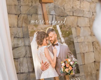 Engagement Sign, Engagement Photo Welcome Sign, We’re Engaged Sign, Acrylic Engagement Sign, Engagement Party Decor MyrtleRoyalBoutique