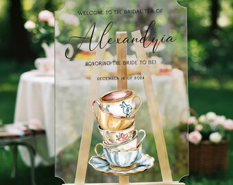 Tea Party Bridal Shower Welcome Sign, Bridal Tea Party Sign, High Tea Bridal Shower Sign,  Tea Party Decorations MyrtleRoyalBoutique