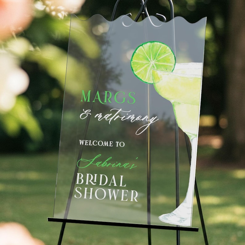 Margs and Matrimony Bridal Shower Sign, Margs and Matrimony Bachelorette Sign, Margaritas Bridal Shower Sign MyrtleRoyalBoutique Acrylic