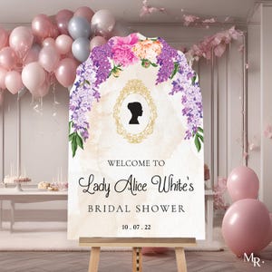 Bridgerton Inspired Bridal Shower Sign, Wisteria Tea Party Bridal Shower Sign, Bridgerton Themed Bridal Decorations MyrtleRoyalBoutique PVC Board