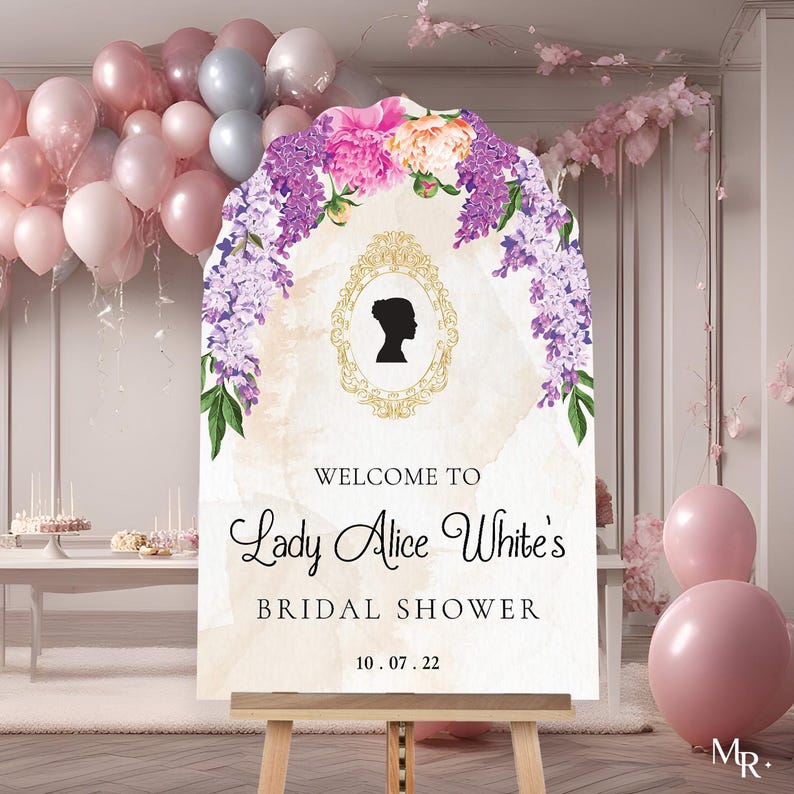 Bridgerton Inspired Bridal Shower Sign, Wisteria Tea Party Bridal Shower Sign, Bridgerton Themed Bridal Decorations MyrtleRoyalBoutique PVC Board