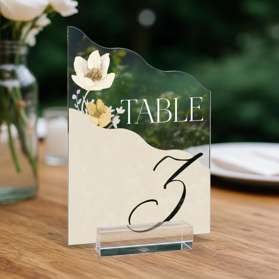 Wildflower Wedding Table Numbers, Wedding Table Signs, Frosted Acrylic Or Mirrors Table Numbers, Wildflowers Wedding Decorations