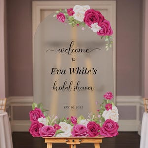 Bridal Shower Sign, Roses Bridal Shower Sign, Custom Bridal Shower Mirror Sign, Personalized Gold Bridal Shower Sign, Rose Bridal Decor