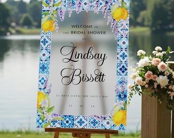 Blue Tiles Bridal Shower Sign, Lemon Bridal Shower Sign, Main Squeeze Bridal Shower Decorations MyrtleRoyalBoutique