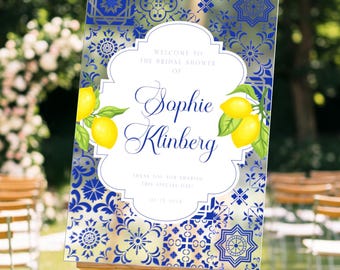 Blue Tiles Bridal Shower Sign, She Found Her Main Squeeze Bridal Shower Welcome Sign, Citrus Bridal Shower Sign MyrtleRoyalBoutique