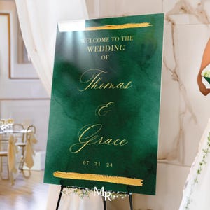 Emerald Green Wedding Sign, Emerald Green And Gold Wedding Welcome Sign, Luxury Wedding Sign, Emerald Green Wedding Decorations