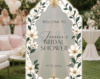 Floral Bridal Shower Welcome Sign, Welcome To Bridal Shower Sign, Cream Floral Bridal Shower Decorations