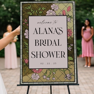 Stained Glass Bridal Shower Sign, Stain Glass Wildflowers Bridal Shower Sign, Floral Bridal Shower Decorations