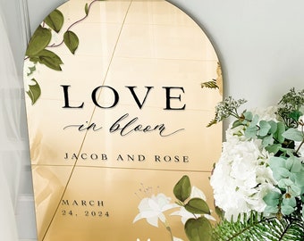 Floral Wedding Sign, Wedding Welcome Sign, Love In Bloom Wedding Sign, Wedding Mirror Selfie Sign, Mirror Wedding Sign