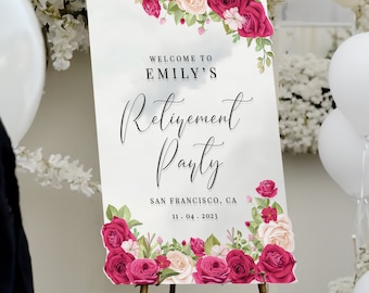 Retirement Party Sign, Retirement Welcome Sign, Retirement Mirror Sign, Roses Retirement Party Decorations