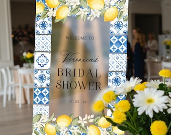 Blue Tiles Bridal Shower Sign, Main Squeeze Bridal Shower Sign, Lemon Bridal Shower Sign, Lemon Bridal Decorations MyrtleRoyalBoutique