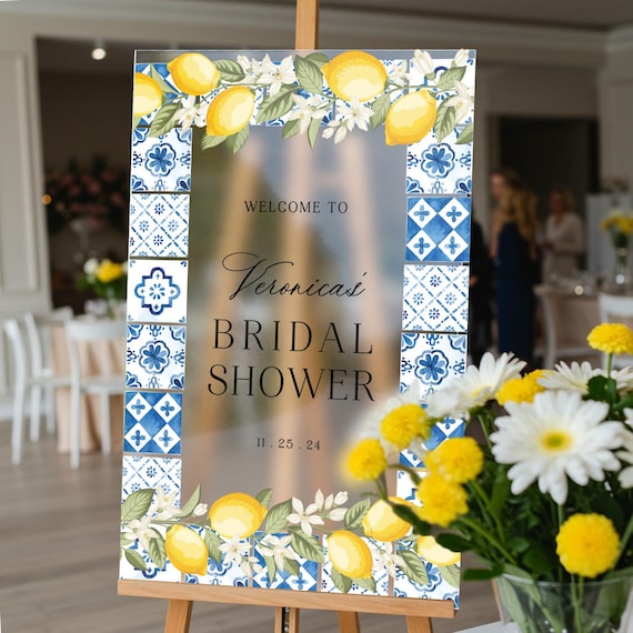 Blue Tiles Bridal Shower Sign, Main Squeeze Bridal Shower Sign, Lemon Bridal Shower Sign, Lemon Bridal Decorations MyrtleRoyalBoutique