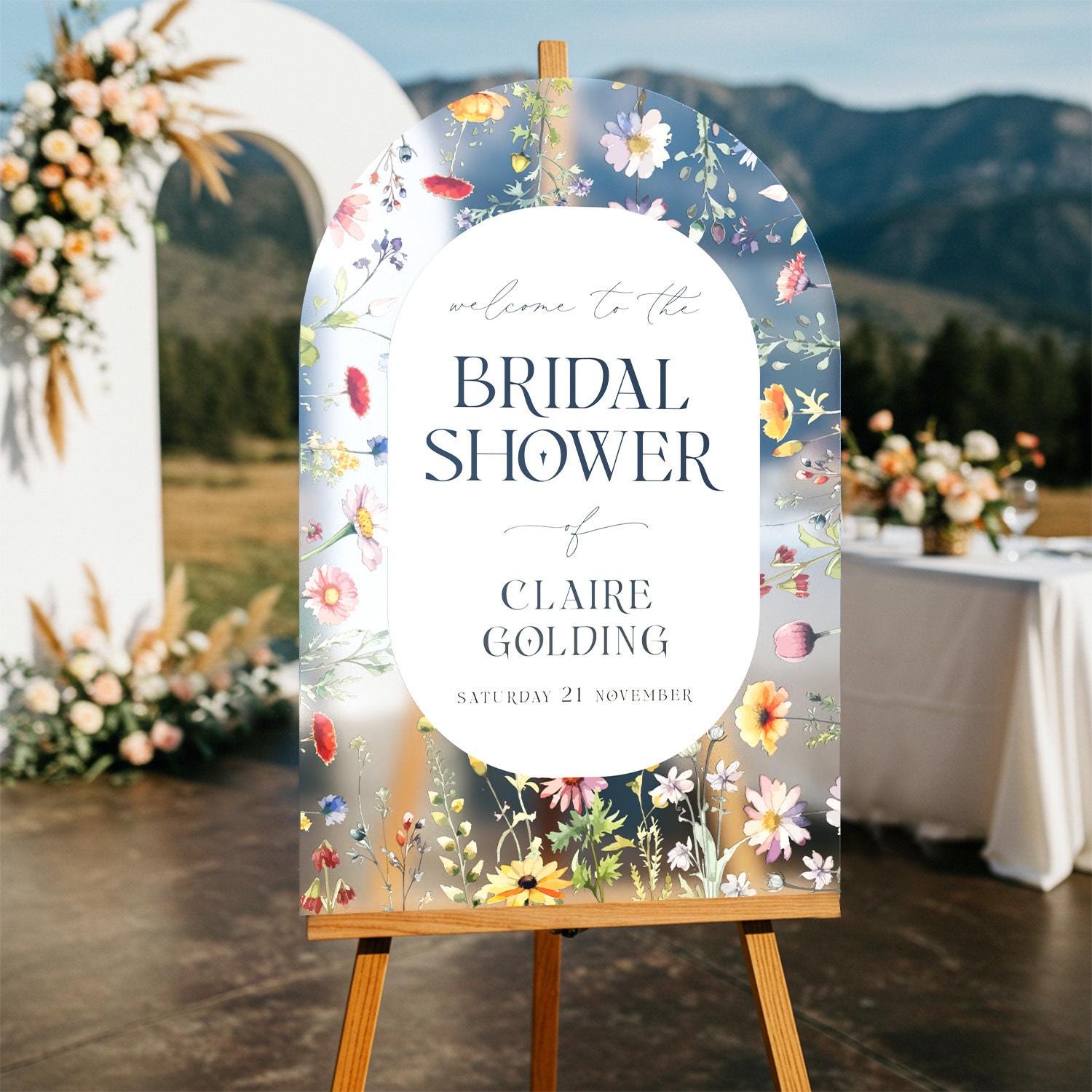Bridal Shower Sign, Wildflowers Bridal Shower Sign, Floral Welcome Sign