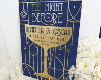 The Night Before Sign, Rehearsal Dinner Sign, Custom Wedding Dinner Sign, Gold Mirror The Night Before Welcome Sign, Rehearsal Dinner Decor