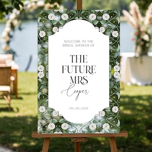 Future Mrs Bridal Shower Welcome Sign, Gold Mirror Stained Glass Bridal Shower Sign,  Bridal Entrance Sign, Bridal Shower Decorations