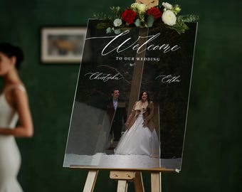 Photo Wedding Sign, Custom Picture Wedding Welcome Sign, Acrylic Wedding Sign With Photo, Welcome To Our Wedding Sign, Wedding Decorations