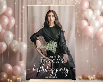 Birthday Sign With Photo, Happy Birthday Sign, Custom Photo Birthday Party Sign, Birthday Party Decorations MyrtleRoyalBoutique