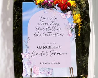 Butterflies Bridal Shower Sign, Butterfly Bridal Shower Welcome Sign, Lifetime Of Butterfly Bridal Shower Decorations MyrtleRoyalBoutique