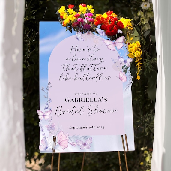 Butterflies Bridal Shower Sign, Butterfly Bridal Shower Welcome Sign, Lifetime Of Butterfly Bridal Shower Decorations MyrtleRoyalBoutique